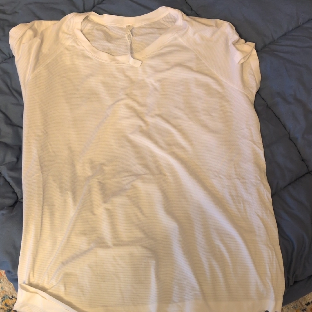Lululemon Athletica White Striped Tank Top